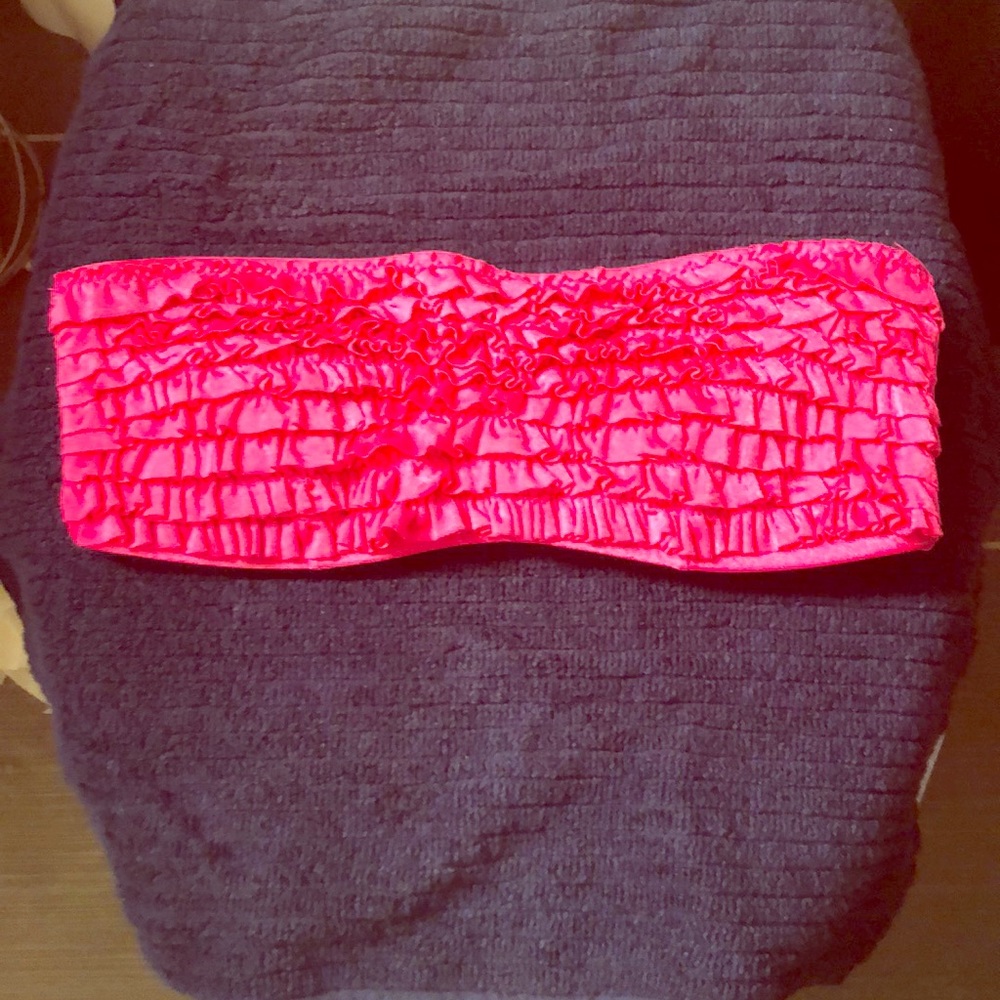 Bandeau swim top with fringe details